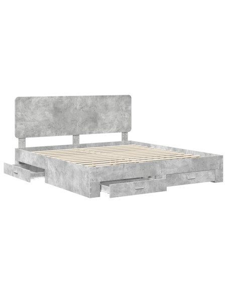 Struttura del letto con testiera Grigio cemento 200 x 200 cm