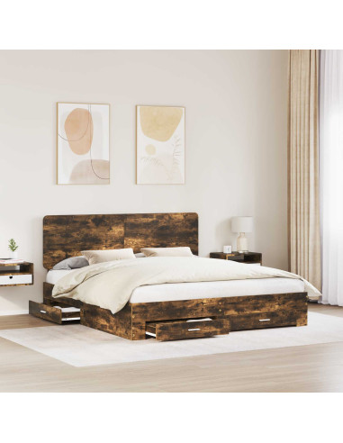 Struttura del letto Rovere fumé 200 x 200 cm Legno multistrato