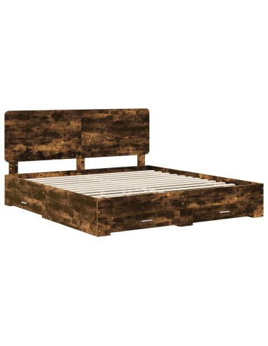 Struttura del letto Rovere fumé 200 x 200 cm Legno multistrato