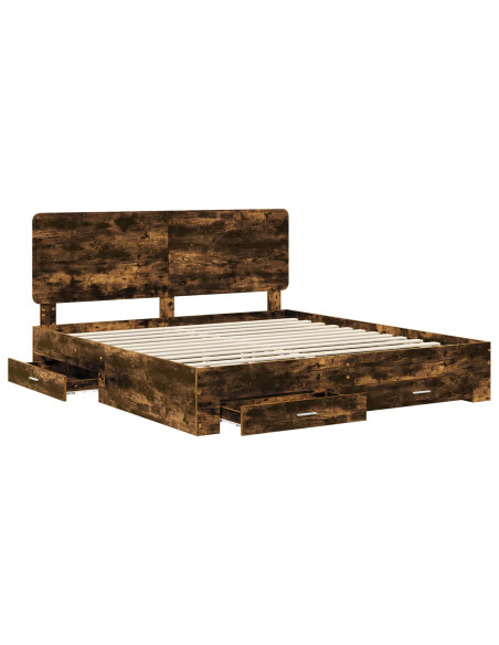 Struttura del letto Rovere fumé 200 x 200 cm Legno multistrato