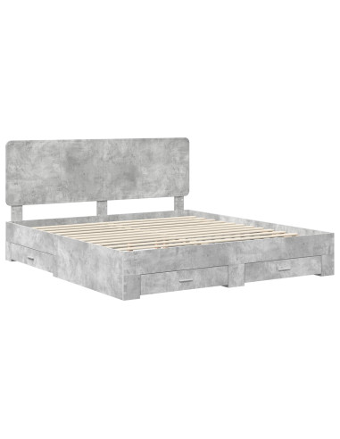 Struttura del letto con testiera Grigio cemento 180 x 200 cm
