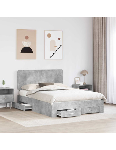 Struttura del letto con testiera Grigio cemento 160 x 200 cm