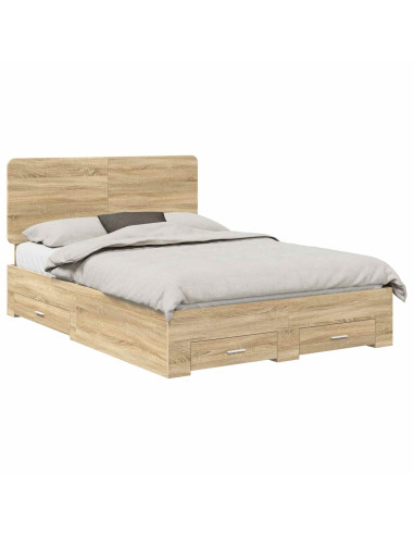 Struttura del letto con testiera Rovere Sonoma 140 x 190 cm