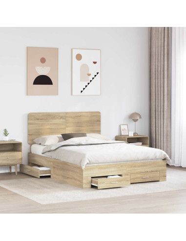 Struttura del letto con testiera Rovere Sonoma 140 x 190 cm