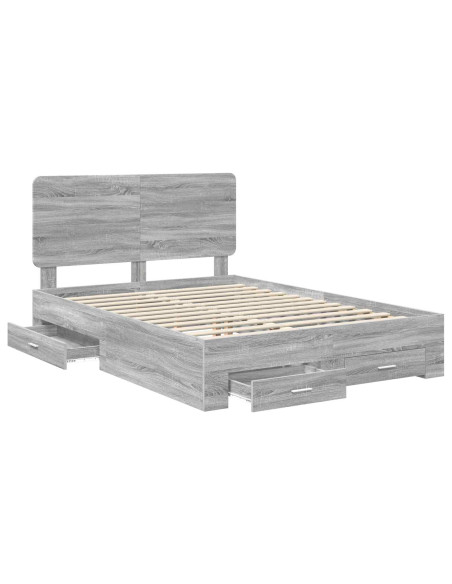 Struttura del letto con testiera Grigio Sonoma 140 x 190 cm