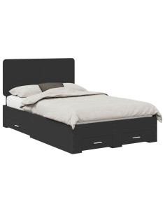 Struttura del letto Nero 135 x 190 cm Legno multistrato 2