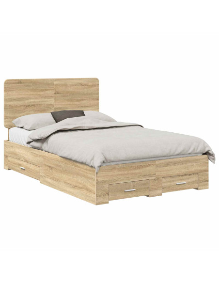Struttura del letto con testiera Rovere Sonoma 135 x 190 cm