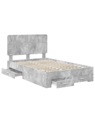 Struttura del letto con testiera Grigio cemento 135 x 190 cm