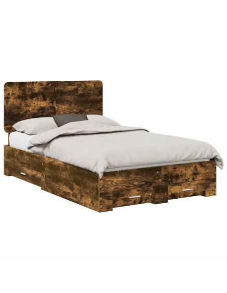 Struttura del letto Rovere fumé 135 x 190 cm Legno multistrato