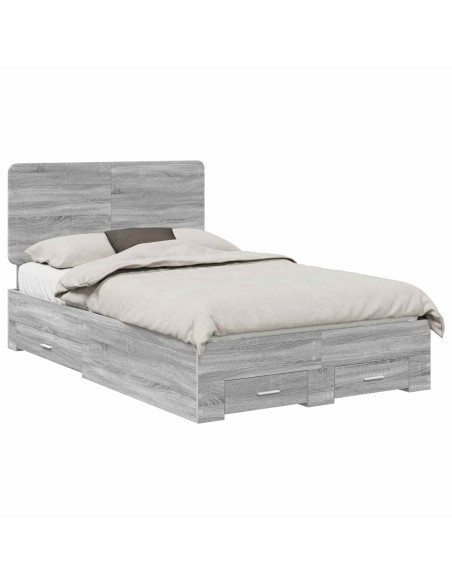 Struttura del letto con testiera Grigio Sonoma 135 x 190 cm