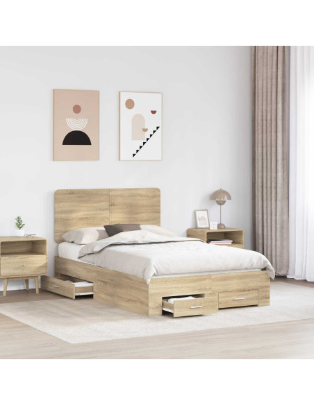 Struttura del letto con testiera Rovere Sonoma 120 x 200 cm