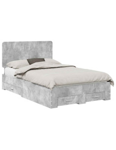 Struttura del letto con testiera Grigio cemento 120 x 190 cm 2