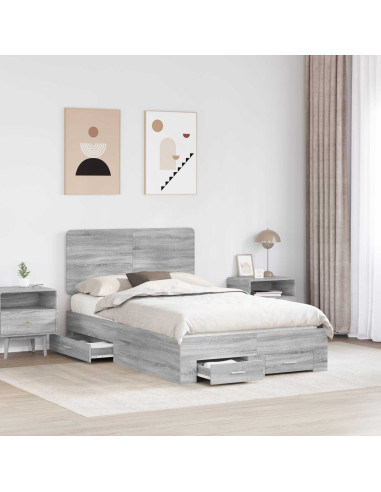 Struttura del letto con testiera Grigio Sonoma 120 x 190 cm