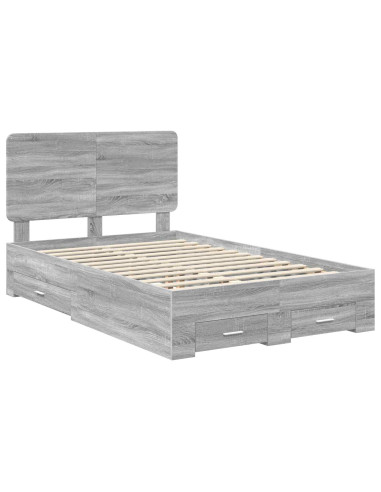 Struttura del letto con testiera Grigio Sonoma 120 x 190 cm
