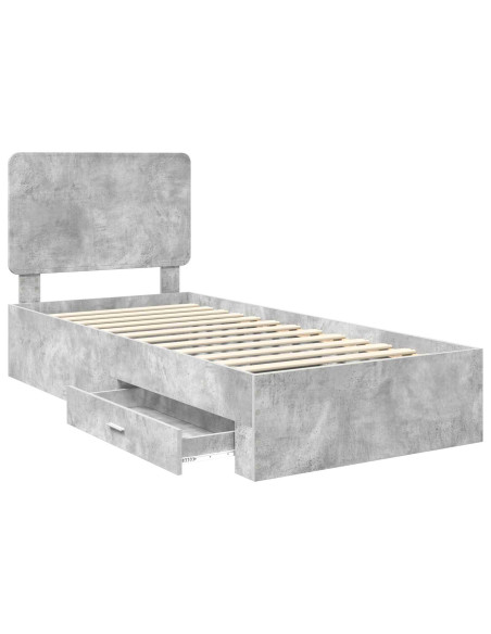 Struttura del letto con testiera Grigio cemento 100 x 200 cm