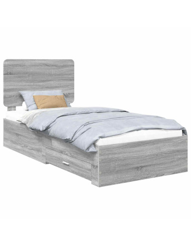 Struttura del letto con testiera Grigio Sonoma 100 x 200 cm