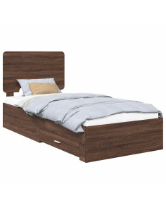 Struttura del letto con testiera Rovere Marrone 100 x 200 cm 2