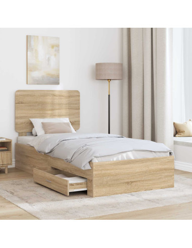Struttura del letto Rovere Sonoma 90 x 200 cm Legno multistrato