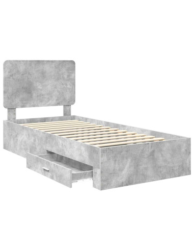 Struttura del letto con testiera Grigio cemento 90 x 200 cm