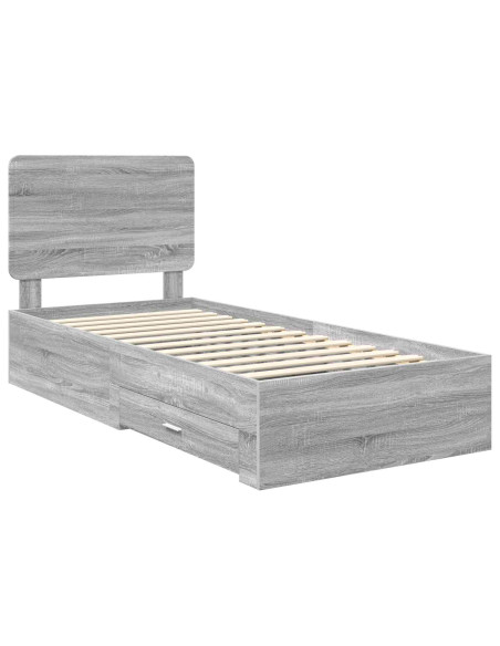 Struttura del letto Grigio Sonoma 90 x 200 cm Legno multistrato