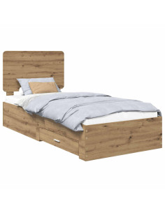 Struttura del letto con testiera Rovere artigianale 90 x 200 cm 2