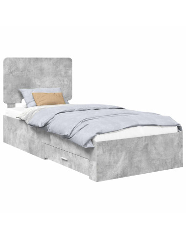 Struttura del letto con testiera Grigio cemento 90 x 190 cm