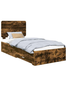 Struttura del letto Rovere fumé 90 x 190 cm Legno multistrato 2