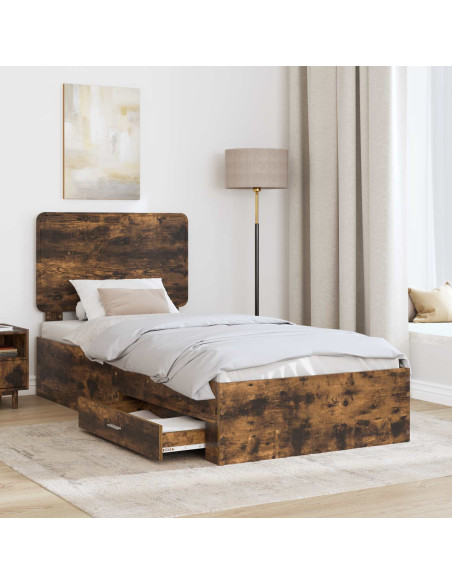 Struttura del letto Rovere fumé 90 x 190 cm Legno multistrato
