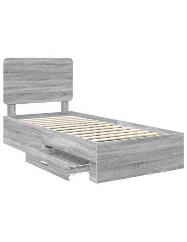 Struttura del letto Grigio Sonoma 90 x 190 cm Legno multistrato