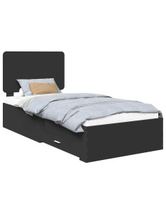 Struttura del letto Nero 75 x 190 cm Legno multistrato 2