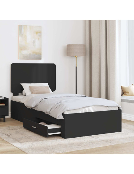 Struttura del letto Nero 75 x 190 cm Legno multistrato