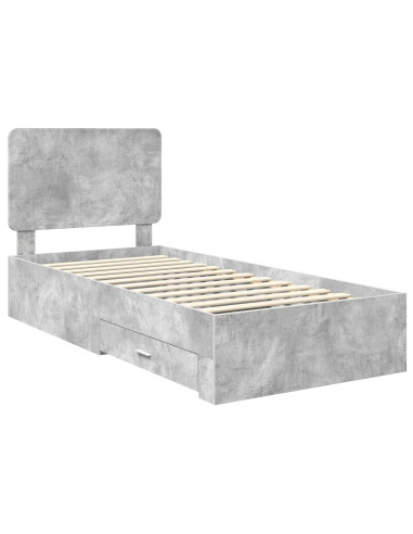 Struttura del letto con testiera Grigio cemento 70 x 190 cm