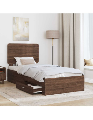 Struttura del letto con testiera Rovere Marrone 75 x 190 cm
