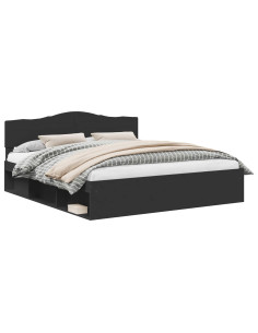 Struttura del letto Nero 180 x 200 cm Pino massello 2