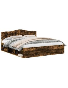 Struttura del letto Rovere fumé 180 x 200 cm Pino massello 2