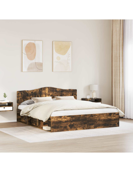 Struttura del letto Rovere fumé 180 x 200 cm Pino massello