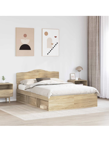Struttura del letto Rovere Sonoma 150 x 200 cm Pino massello