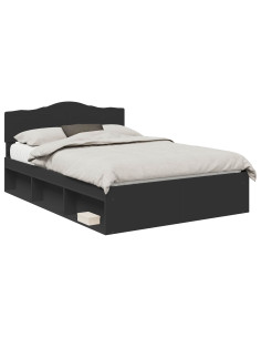 Struttura del letto Nero 140 x 200 cm Pino massello 2