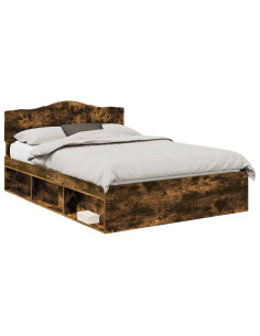 Struttura del letto Rovere fumé 140 x 200 cm Pino massello 2