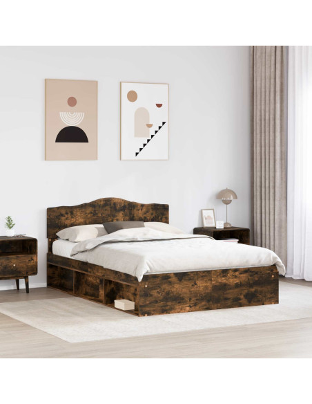 Struttura del letto Rovere fumé 140 x 200 cm Pino massello