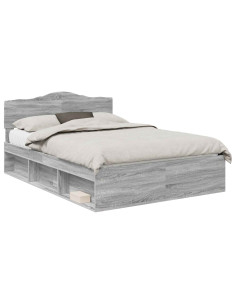 Struttura del letto Grigio Sonoma 140 x 200 cm Pino massello 2