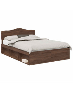 Struttura del letto Rovere Marrone 140 x 200 cm Pino massello 2