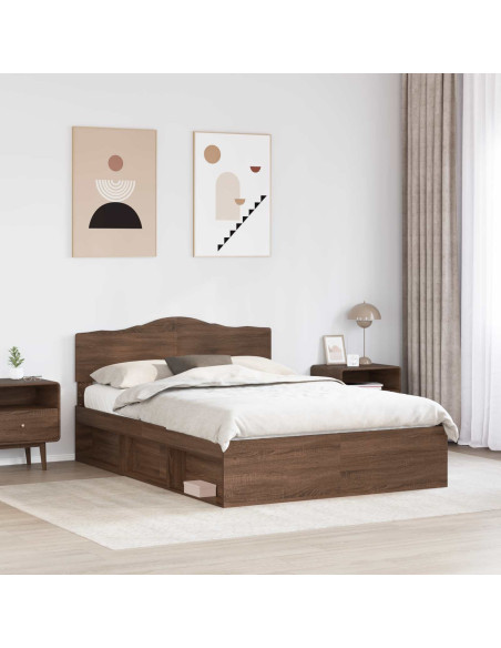Struttura del letto Rovere Marrone 140 x 200 cm Pino massello