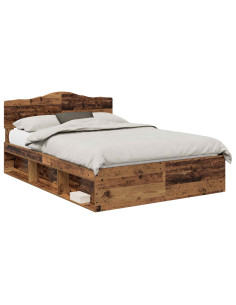 Struttura del letto Legno vecchio 140 x 190 cm Pino massello 2