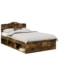 Struttura del letto Rovere fumé 135 x 190 cm Pino massello 2