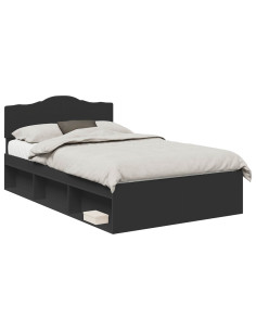 Struttura del letto Nero 120 x 190 cm Pino massello 2