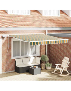 Tenda Retrattile Verde e giallo 350 x 250 cm Tessuto e acciaio