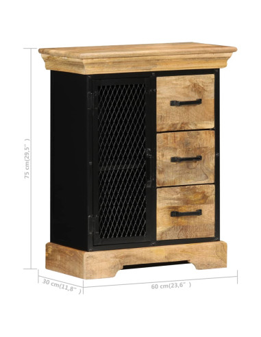 Credenza 60x30x75 cm in Legno Massello di Mango