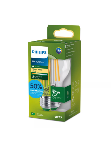 Philips Lampadina trasparente a filamento 75 W A60 E27