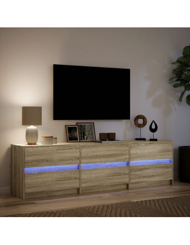 Mobile Porta TV con LED Rovere Sonoma 180x34x50cm in Truciolato